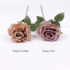 Artificial Garden Rose Stem 63cmH