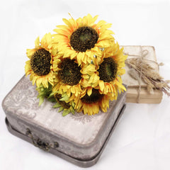 7 Heads Sunflower Bouquet 39cmH x 22cmW