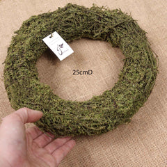 Natural Dried Green Moss Wreath 25cmD, 30cmD