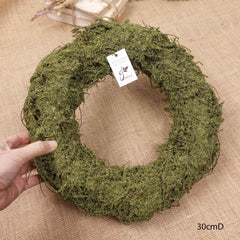 Natural Dried Green Moss Wreath 25cmD, 30cmD