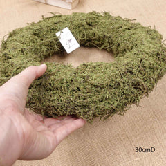 Natural Dried Green Moss Wreath 25cmD, 30cmD