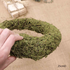 Natural Dried Green Moss Wreath 25cmD, 30cmD