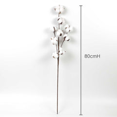 9 Heads Artificial Cotton Flower Spray 80cmH