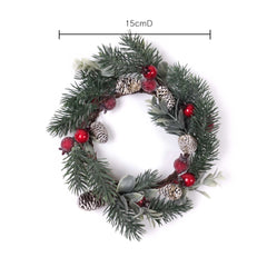 Mini Christmas Wreath with Berry and Pine Cone 15cmD