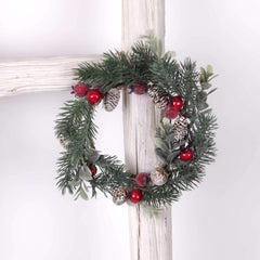 Mini Christmas Wreath with Berry and Pine Cone 15cmD