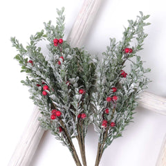 X-mas Berry Leaf Spray 55cmH