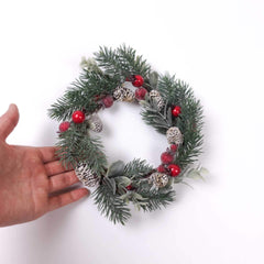 Mini Christmas Wreath with Berry and Pine Cone 15cmD