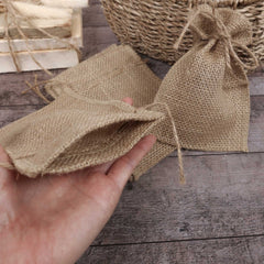 10pcs Jute Hessian Style Bag Pouch