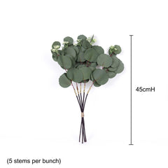 5 Stems Real-touch Eucalyptus Silver Dollar Bunch 45cmH