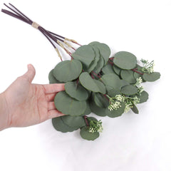 5 Stems Real-touch Eucalyptus Silver Dollar Bunch 45cmH